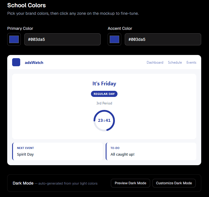 SchoolWatch wizard step 02: Pick your palette.