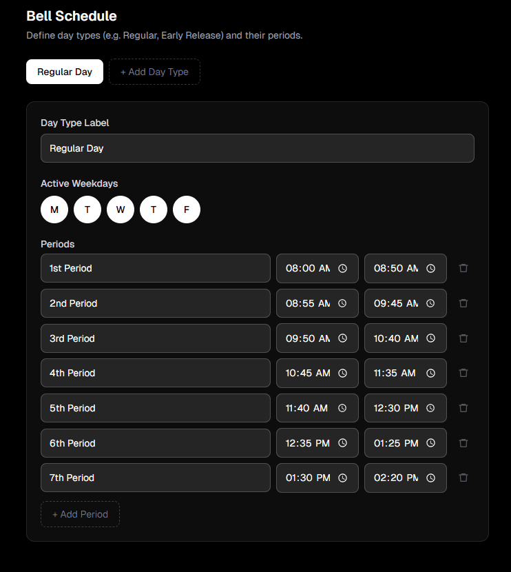 SchoolWatch wizard step 03: Add your schedule.